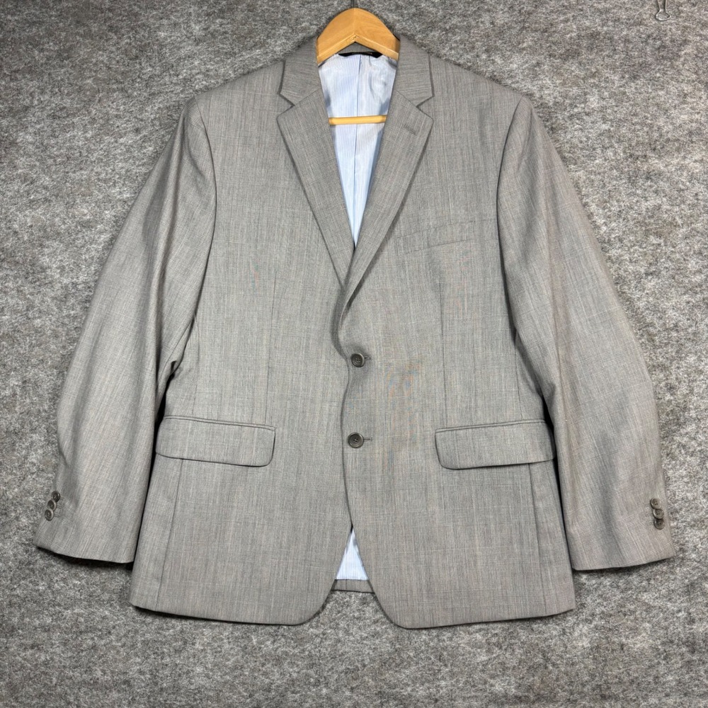 Banana Republic Tailored Fit Blazer Jacket Mens 42S Grey Glen Plaid 100% Wool